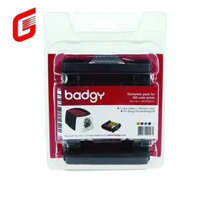 Badgy100/200 카드 프린터 Evolis CBGR0100C YMCKO 리본 전문 및 인쇄
