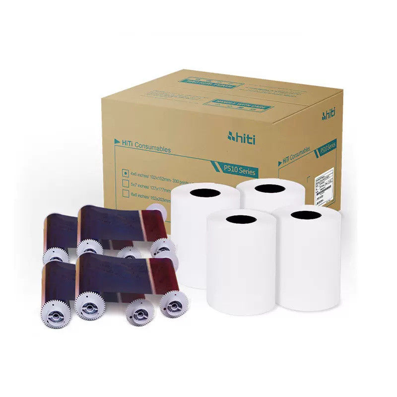 오리지널 히티 P510s / P510K / P510L 프린터 키트 6x8 &quot;152x203 mm 사진 종이 및 리본