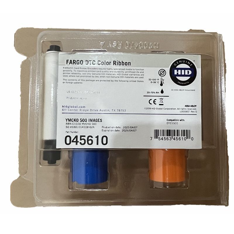 너비 9mm 원본 Hid Fargo 45610 YMCKO DTC1500 500 인쇄물에 대한 풀 컬러 리본